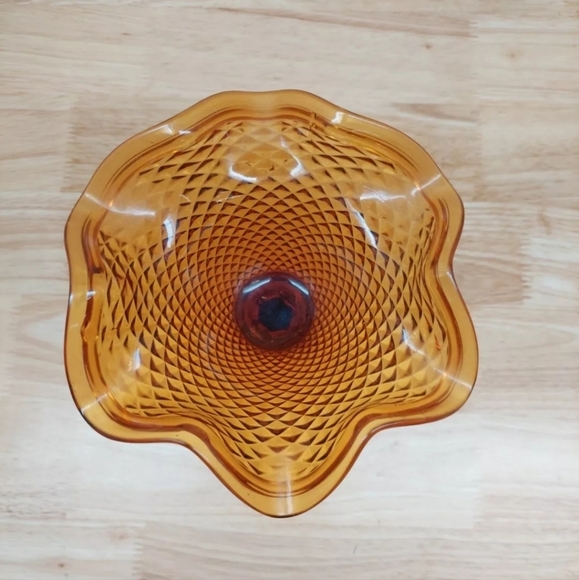 Vintage Amber Glass Compote Trinket- Candy Serving Dish MCM - Picture 3 of 4